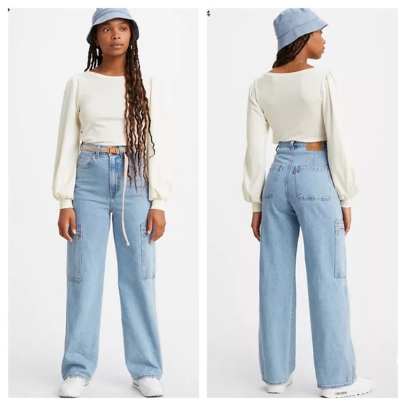 Leviβs High Loose Cargo Jeans NWT Size 28 - Picture 4 of 16